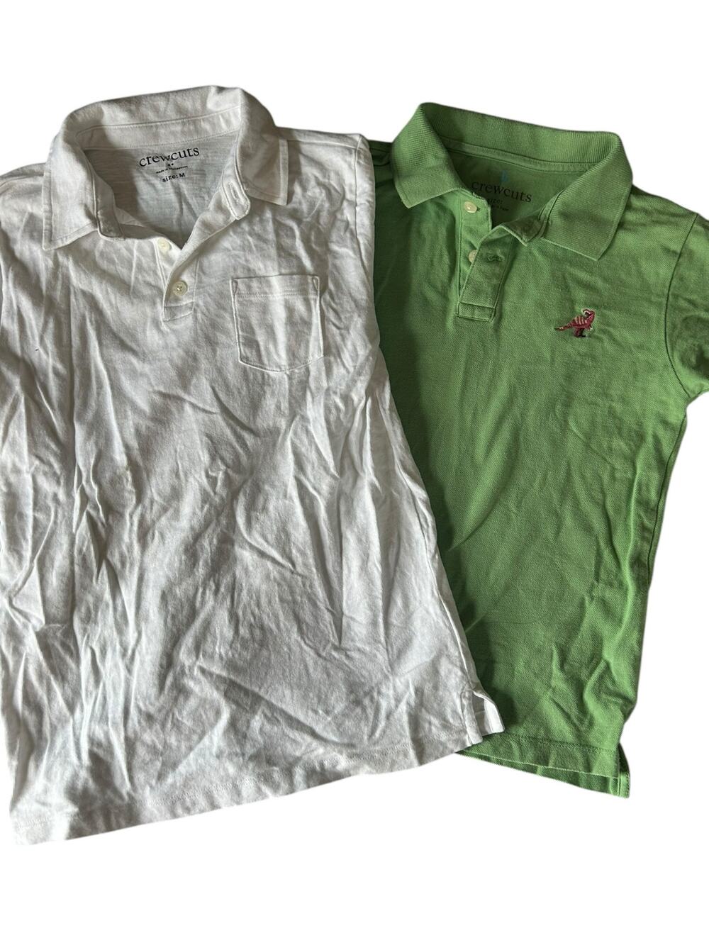 Crewcuts white and green polo shirts size medium